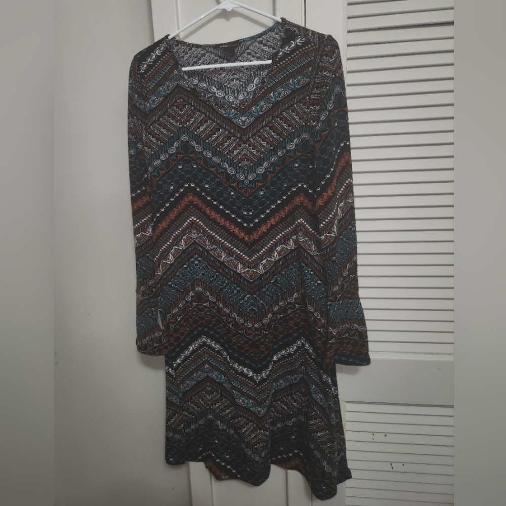 Black green and orange Chevron Dress- Size XL
